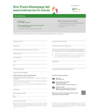Anmeldeformular Praxishomepage www.kinderaerzte-im-netz.de (Downloadartikel)